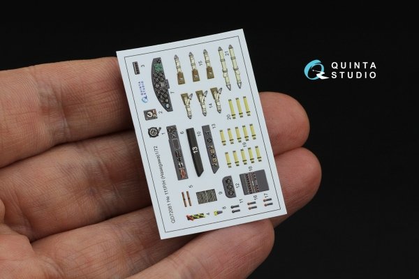 Quinta Studio QD72081 He 111 P/H 3D-Printed &amp; coloured Interior on decal paper (Hasegawa) 1/72