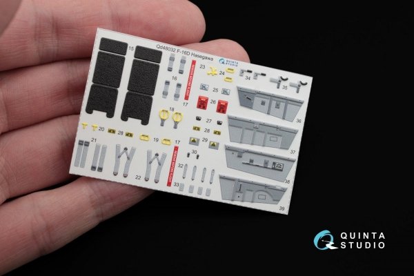 Quinta Studio QD48032 F-16D 3D-Printed &amp; coloured Interior on decal paper (for Hasegawa kit) 1/48