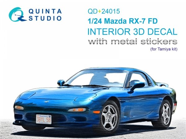 Quinta Studio QD+24015 Mazda RX-7FD 3D-Printed &amp; coloured Interior on decal paper (Tamiya) (with metal sticker parts) 1/35