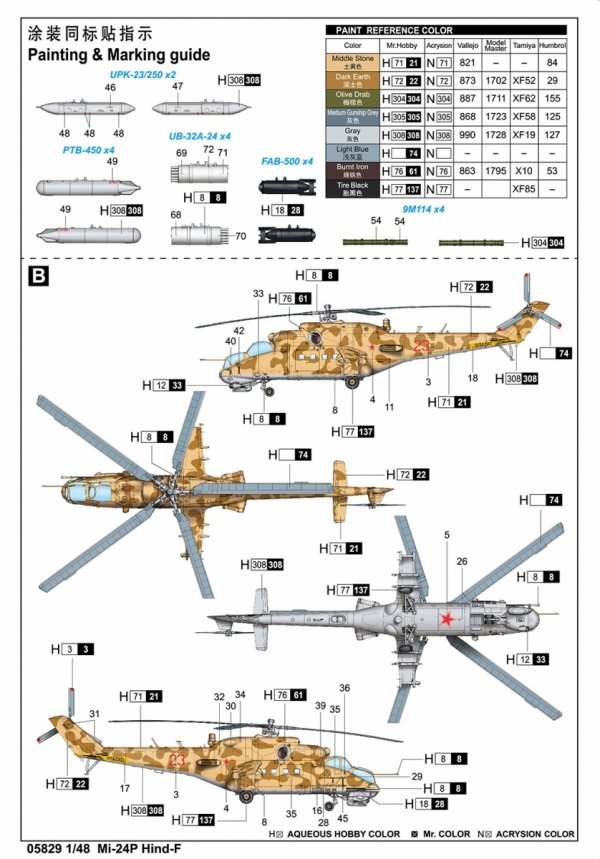 Trumpeter 05829 Mi-24P Hind-F 1/48