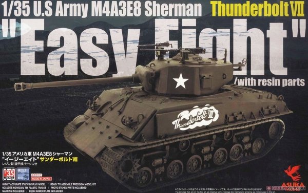 Asuka 35-040 U.S Army M4A3E8 Sherman Easy Eight Thunderbolt VII with Resin Parts 1/35