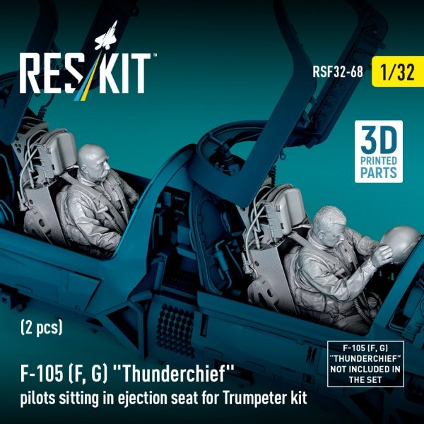 RESKIT RSF32-0068 F-105F/G "Thunderchief" pilots sitting in ejection seat for Trumpeter kit (2 pcs) (3D Printed) (1/32)