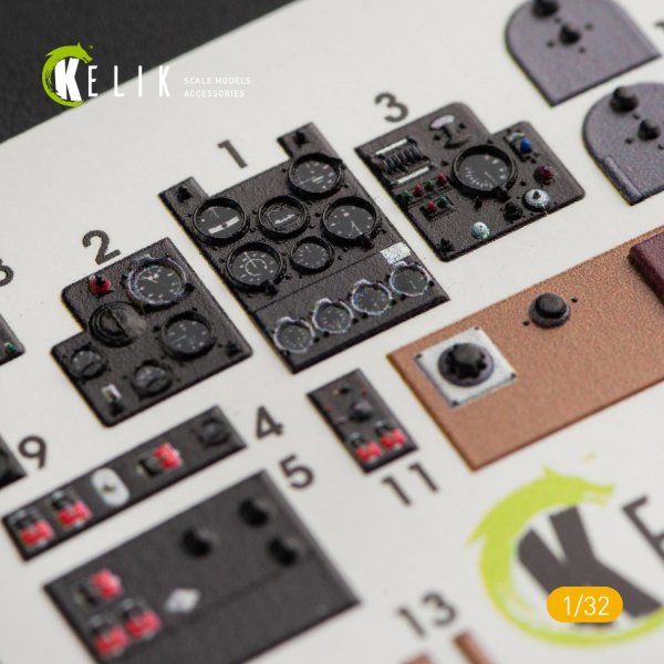 KELIK K32008 KI-61-I INTERIOR 3D DECALS FOR HASEGAWA KIT 1/32
