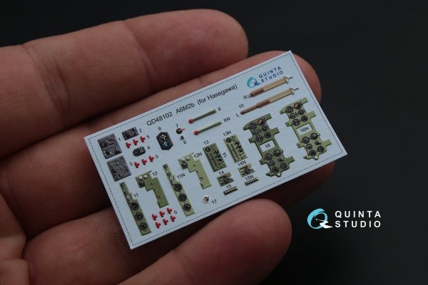 Quinta Studio QD48102 A6M2 3D-Printed &amp; coloured Interior on decal paper (for Hasegawa kit) 1/48