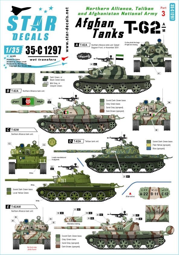 Star Decals 35-C1297 Afghan Tanks 3. T-62A/AM 1/35