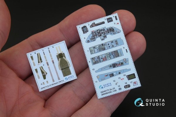 Quinta Studio QD48173 Su-33 3D-Printed &amp; coloured Interior on decal paper (for Minibase kit) 1/48
