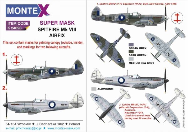 Montex K24098 SPITFIRE VIII for AIRFIX 1/24