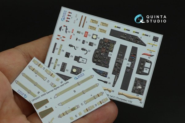 Quinta Studio QD32070 Me 262B1a/U-1 3D-Printed &amp; coloured Interior on decal paper (Trumpeter) 1/32