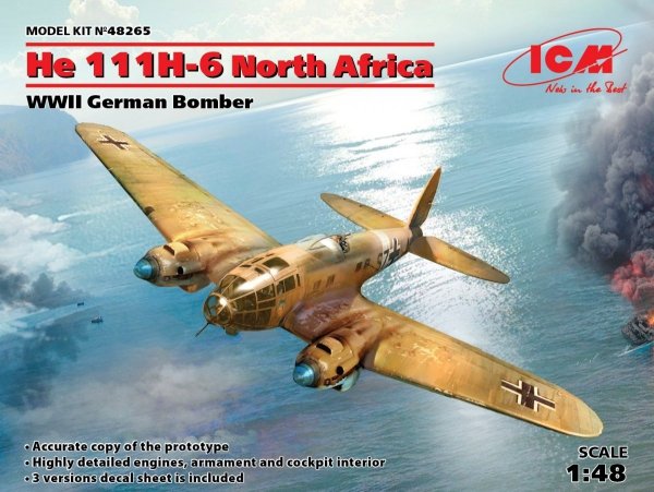 ICM 48265 He 111H-6 North Africa, WWII German Bomber 1/48