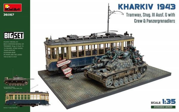 Miniart 36067 Kharkiv 1943: Tram &amp; Stug. III Ausf. G w/Crew. BIG SET 1/35