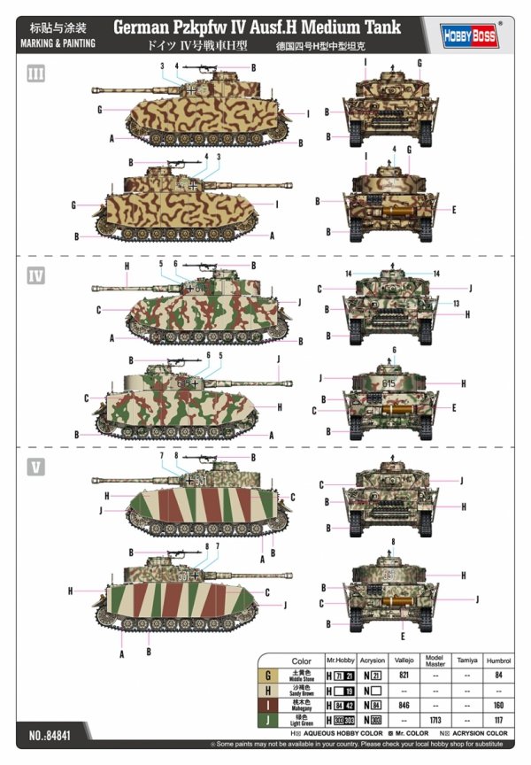 Hobby Boss 84841 German Pzkpfw IV Ausf.H Medium Tank 1/48