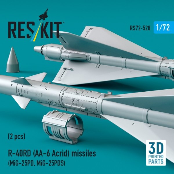 RESKIT RS72-0528 R-40RD (AA-6 &quot;Acrid&quot;) missiles (2 pcs) (3D Printed) 1/72