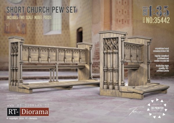 RT-Diorama 35442 Short Church Pew Set 1/35
