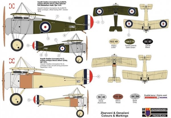 Kovozavody Prostejov KPM0166 Sopwith Swallow “Monoplane No.2” 1/72