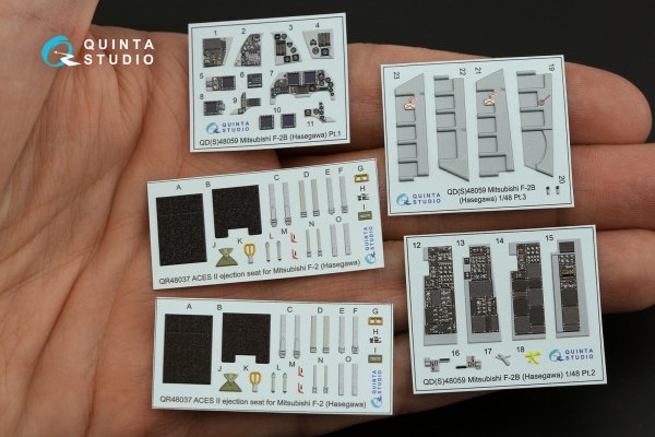 Quinta Studio QD48059 Mitsubishi F-2B 3D-Printed coloured Interior on decal paper (Hasegawa) 1/48