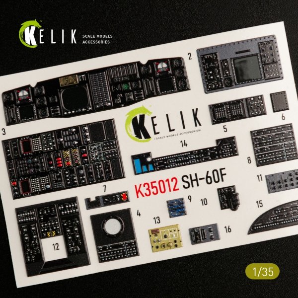 KELIK K35012 SH-60F OCEAN HAWK INTERIOR 3D DECALS FOR KITTY HAWK KIT 1/35
