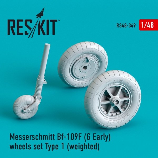 RESKIT RS48-0349 BF-109 (F, G-EARLY) WHEELS SET TYPE 1 (WEIGHTED) 1/48