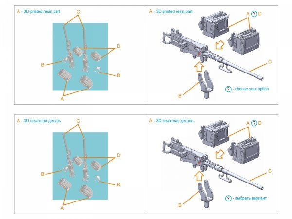 Quinta Studio QT72057 Browning .50 M2HB Machine Gun, 2 pcs (for all kits) 1/72