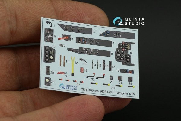 Quinta Studio QD48185 Me 262B-1a/U1 3D-Printed &amp; coloured Interior on decal paper (for Dragon ) 1/48