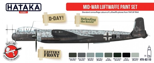 Hataka Hobby HTK-AS110 Mide-War Luftwaffe Paint Set 8x17 ml