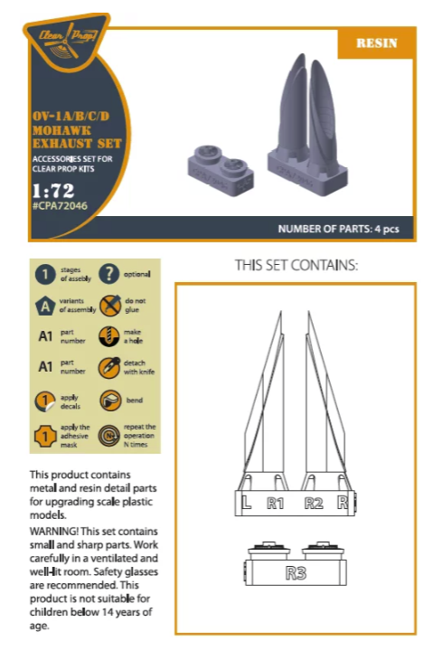 Clear Prop! CPA72046 OV-1 A/B/C/D Mohawk exhaust set for CP kit 1/72