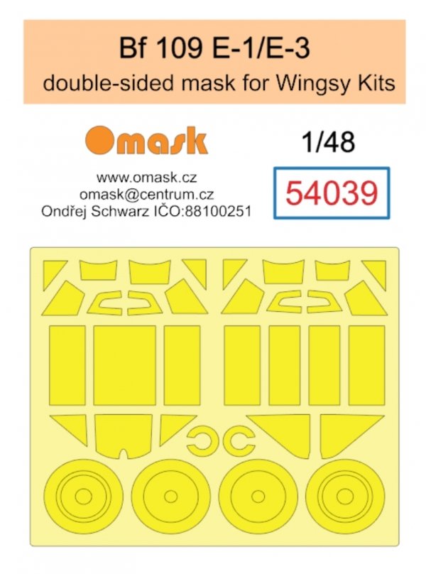 Omask 54039 Bf 109 E-1 / E-3 double-sided mask (for Wingsy Kits) 1/48