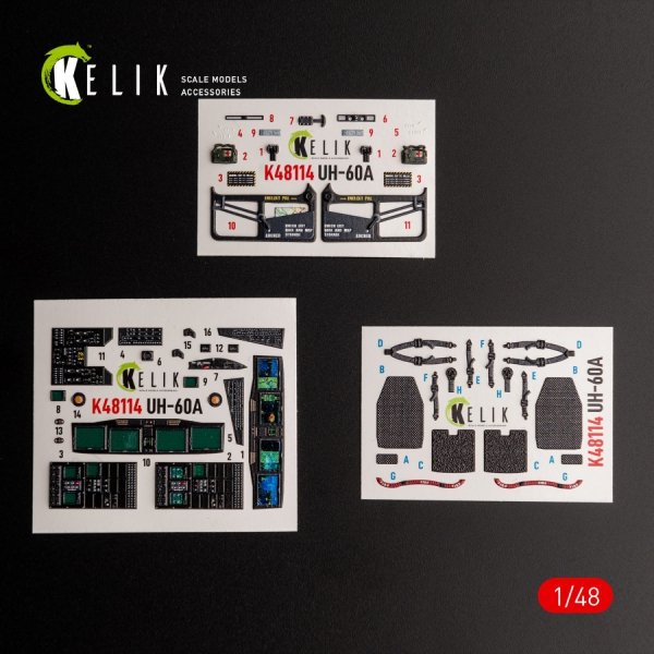 KELIK K48114 UH-60A Black Hawk - Type 2 &quot; Defence Intelligence of Ukraine&quot; interior 3D decals for ICM kit 1/48