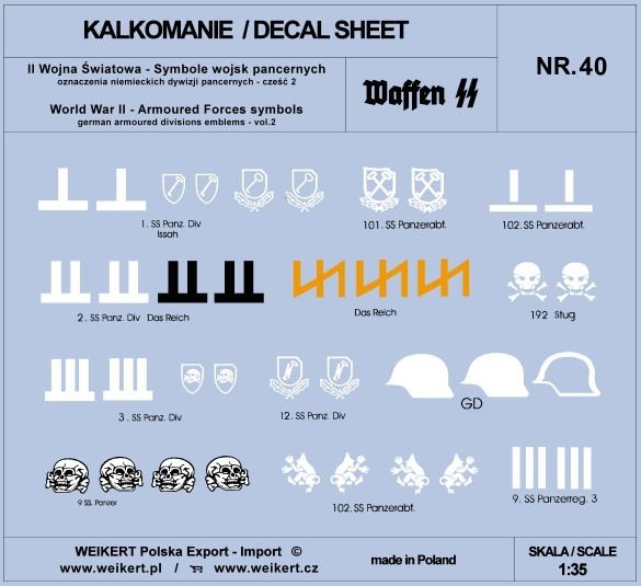 Weikert Decals DEC240 Oznaczenia niemieckich dywizji pancernych - vol.2 1/35