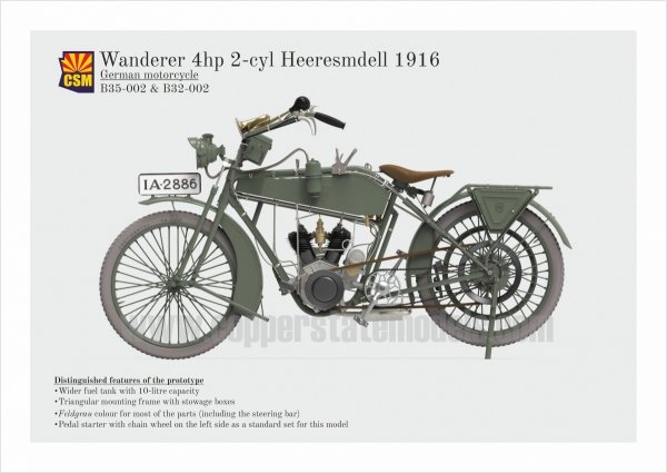 Copper State Models B32-002 Wanderer 4PS 1916 Motorcycle 1/32