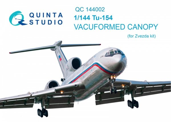 Quinta Studio QC144002 Tu-154 vacuuformed clear canopy (for Zvezda kit) 1/144
