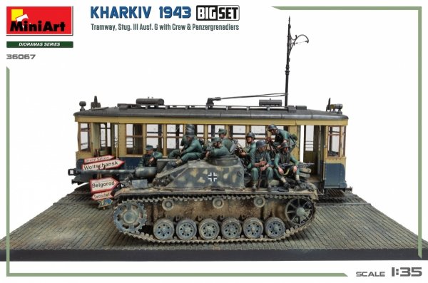 Miniart 36067 Kharkiv 1943: Tram &amp; Stug. III Ausf. G w/Crew. BIG SET 1/35