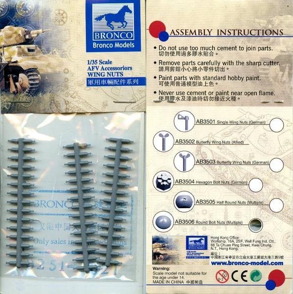 Bronco AB3506 Round Bolt Nuts 1/35