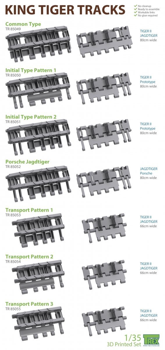 T-Rex Studio TR85052 Jagdtiger Tracks for Porsche Suspension 1/35