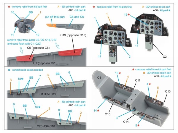 Quinta Studio QDS+48603 L-39ZA 3D-Printed &amp; coloured Interior on decal paper ( Trumpeter )( Small version )( with 3D-printed resin parts ) 1/48