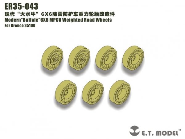 E.T. Model ER35-043 Modern“Buffale&quot;6X6 MPCV(2004-2006 Production)Weighted Road Wheels For Bronco 35100 1/35