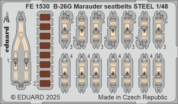 Eduard FE1530 B-26G Marauder seatbelts STEEL ICM 1/48