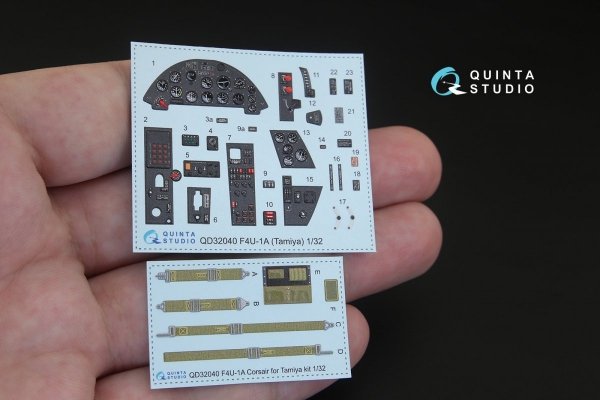 Quinta Studio QD32040 F4U-1A Corsair 3D-Printed &amp; coloured Interior on decal paper (for Tamiya kit) 1/32