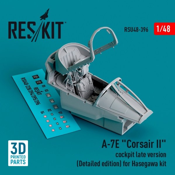 RESKIT RSU48-0396 A-7E &quot;Corsair II&quot; cockpit late version (Detailed edition) for Hasegawa kit (3D Printed) 1/48