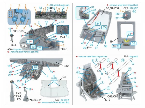 Quinta Studio QDS-48590 MH-60L Blackhawk 3D-Printed &amp; coloured Interior on decal paper (ICM) (Small version) 1/48