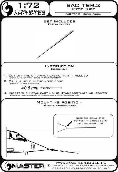 Master AM-72-102 BAC TSR.2 - Pilot Tube 1:72