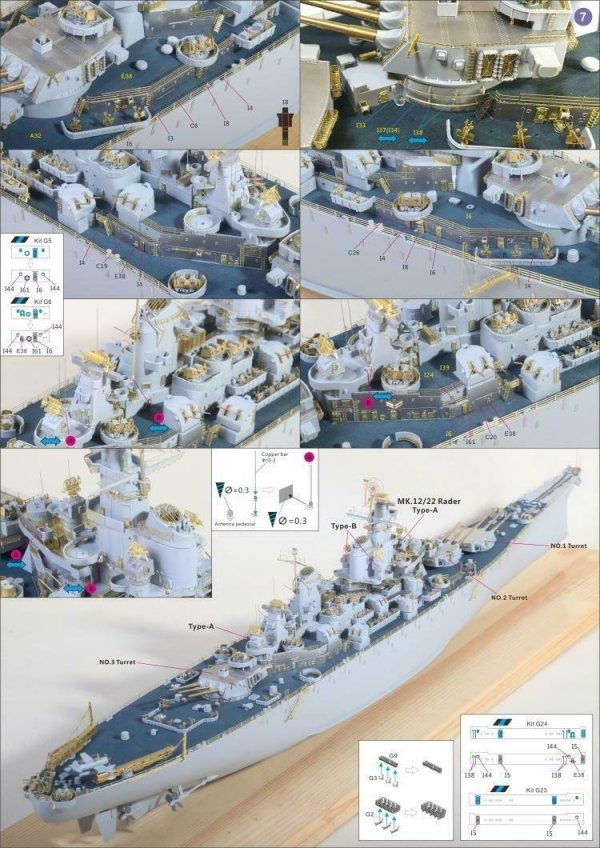 Very Fire 350009 Uss missouri (BB-63) Detail Up Set (Very Fire 350903,350909) 1/350