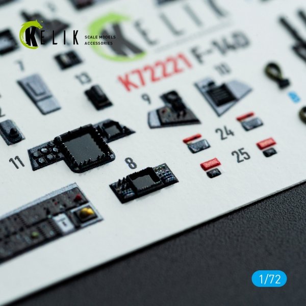 Kelik K72221 F-14D Super Tomcat - interior 3D decals for Academy kit (1/72)