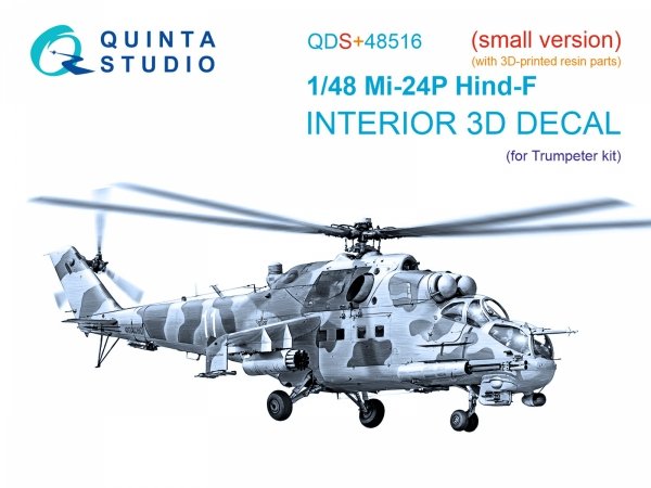 Quinta Studio QDS+48516 Mi-24P Hind-F 3D-Printed coloured Interior on decal paper (Trumpeter) (small version) (with 3D-printed resin parts) 1/48