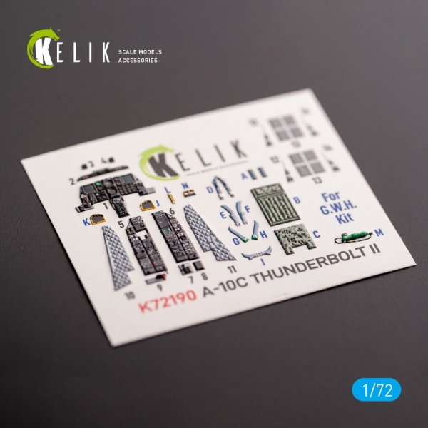Kelik K72190 A-10C Thunderbolt II - interior 3D decals for GWH kit (1/72)