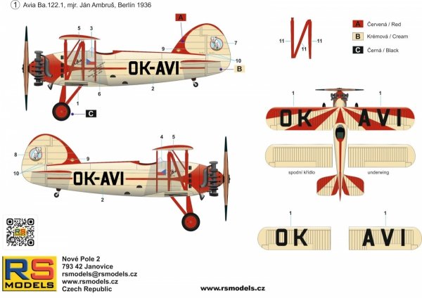 RS Models 94023 Avia Ba.122 Berlin 1936 1/72