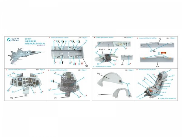 Quinta Studio QD48573 MiG-31M 3D-Printed &amp; coloured Interior on decal paper (Hobby Boss) 1/48