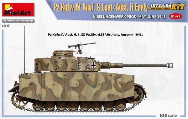 MiniArt 35333 Pz.Kpfw.IV Ausf. G Last/Ausf. H Early. NIBELUNGENWERK PROD. MAY-JUNE 1943. 2 IN 1 INTERIOR KIT 1/35