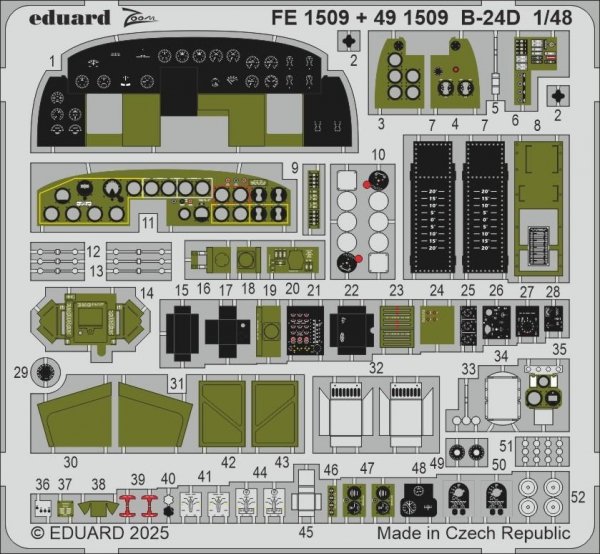 Eduard 491509 B-24D cockpit &amp; engines HOBBY BOSS 1/48