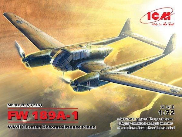 ICM 72291 Focke-Wulf Fw 189A-1 WWII German Reconnaissance Plane 1/72