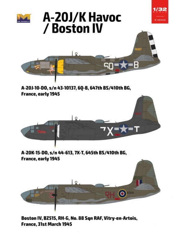 HK Models 01E040 A-20J/K Havoc / Boston IV 1/32